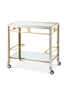 Lindon polished stainless steel and gold trolley 