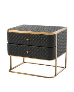 Monfort Black Faux Leather Bedside Table