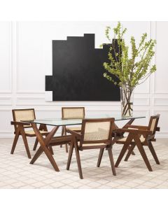 Aristide Classic Brown Dining Chair with Rattan Cane Webbing