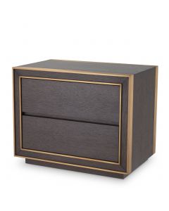 Camelot Brown Oak & Brushed Brass Bedside Table