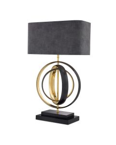 Riley Black Metal & Polished Brass Table Lamp 