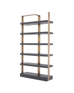 Geo Charcoal Grey Crown Oak & Brushed Brass Etagere