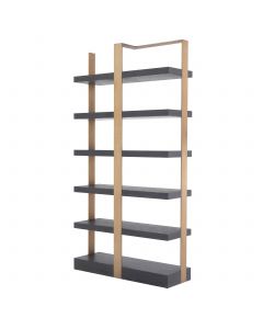 Geo Charcoal Grey Crown Oak & Brushed Brass Etagere