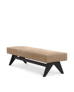 Dionis Beige Nubuck Leather & Black Oak Bench