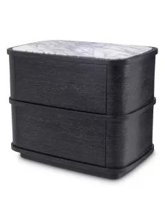 Cabana Charcoal Grey Oak Veneer and Marble Bedside Table