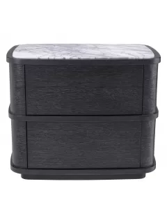 Cabana Charcoal Grey Oak Veneer and Marble Bedside Table