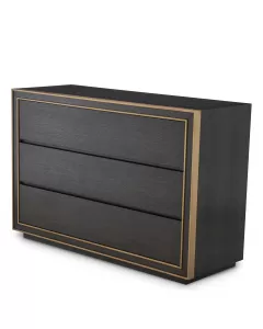 Camelot Brown Oak & Brushed Brass Dresser