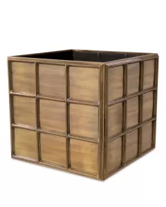 Grid Vintage Brass Small Planter