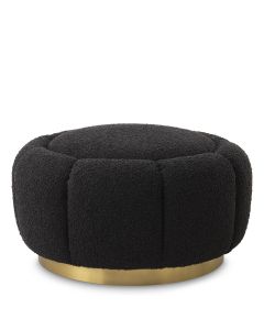 Inger Boucle Black Ottoman