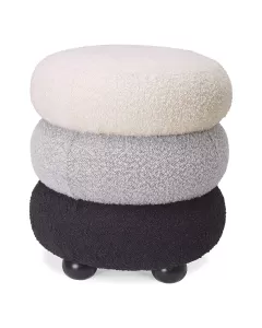 Tulum Boucle Cream Grey & Black Stool