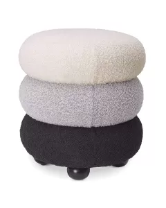 Tulum Boucle Cream Grey & Black Stool