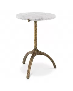 Cortina Oval Vintage Brass & White Marble Side Table