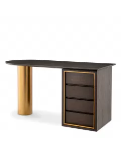 Del Rio Mocha Oak & Brushed Brass Desk