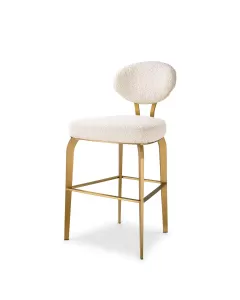 Dorrego Brushed Brass & Boucle Cream Counter Stool 