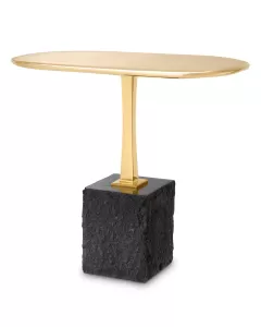 Kayan Large Black Granite & Polished Brass Side Table 