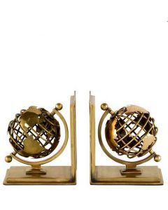 BOOKEND GLOBE SET OF 2 BRASS