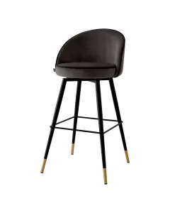 The Cooper Bar Stool Set of 2 Roche dark grey velvet