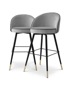 Cooper Bar Stool Set of 2 Roche Light Grey