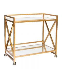 Worlds Away Gerard Gold Leaf Bar Cart 