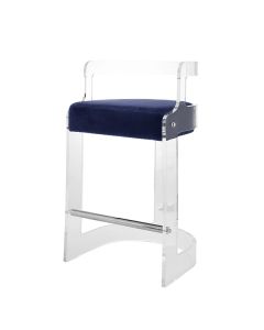 Malone Acrylic & Navy Velvet Counter Stool