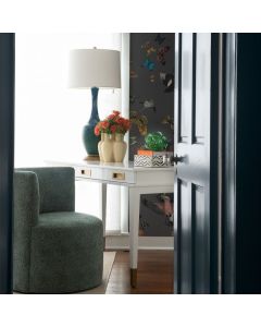 Plato White Lacquer & Antique Brass Desk