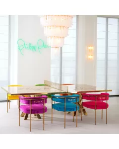 Philipp Plein Fuchsia Monogram Dining Chair