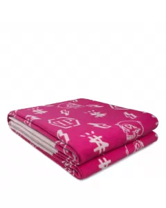 Philipp Plein Pink Skull Cashmere Plaid Throw