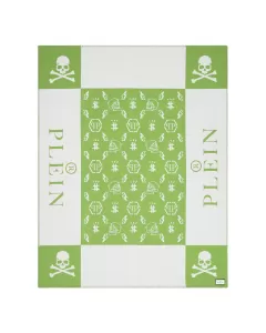 Philipp Plein Green Skull Cashmere Plaid Throw