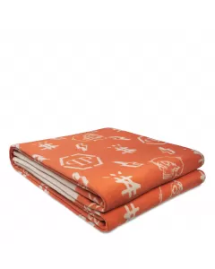 Philipp Plein Orange Skull Cashmere Plaid Throw