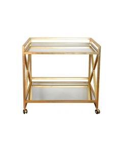 Worlds Away Gerard Gold Leaf Bar Cart 