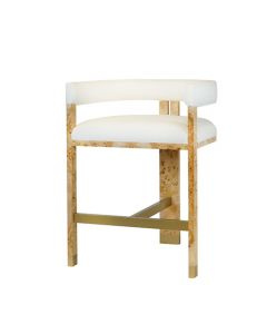 Cruise Burl Wood & White Linen Counter Stool