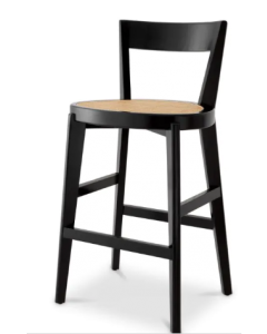 Alvear Classic Black & Rattan Bar Stool